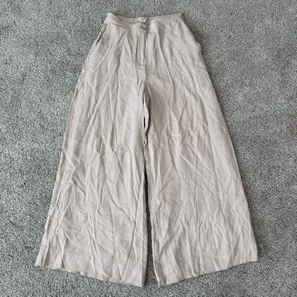 Jason Wu Beige Crinkled Wide Leg High Rise Back Elastic Trousers Boho Women’s S
